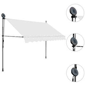 Ručně zatahovací markýza s LED světlem 300 cm krémová - obrázek 3