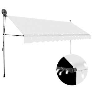 Ručně zatahovací markýza s LED světlem 400 cm krémová - obrázek 1