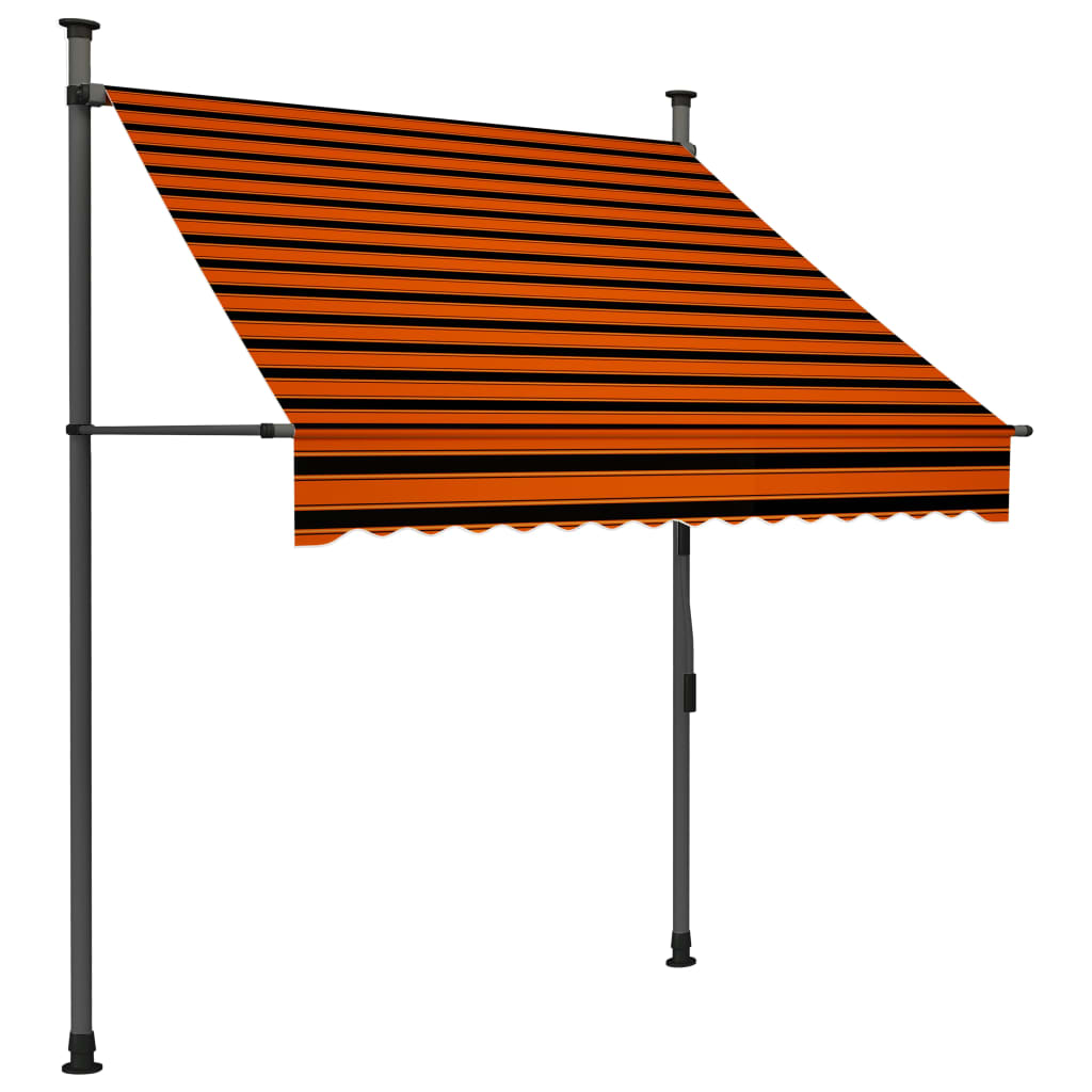 

vidaXL Luifel handmatig uittrekbaar met LED 150 cm oranje en bruin