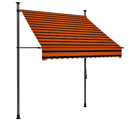 vidaXL Ręcznie zwijana markiza z LED, 150 cm, pomarańczowo-brązowa