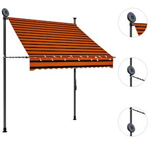 Ručně zatahovací markýza s LED světlem 150 cm oranžovo-hnědá - obrázek 3