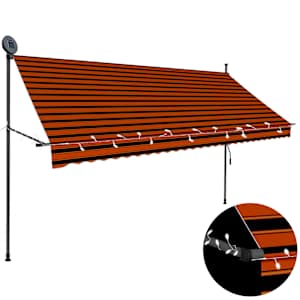 Ručně zatahovací markýza s LED světlem 300 cm oranžovo-hnědá - obrázek 1
