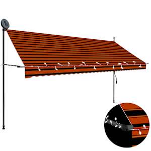 Ručně zatahovací markýza s LED světlem 350 cm oranžovo-hnědá - obrázek 1