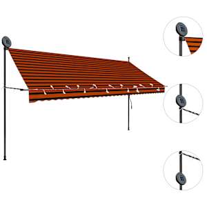 Ručně zatahovací markýza s LED světlem 350 cm oranžovo-hnědá - obrázek 3