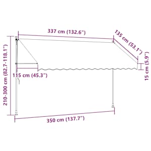 Ručně zatahovací markýza s LED světlem 350 cm oranžovo-hnědá - obrázek 8