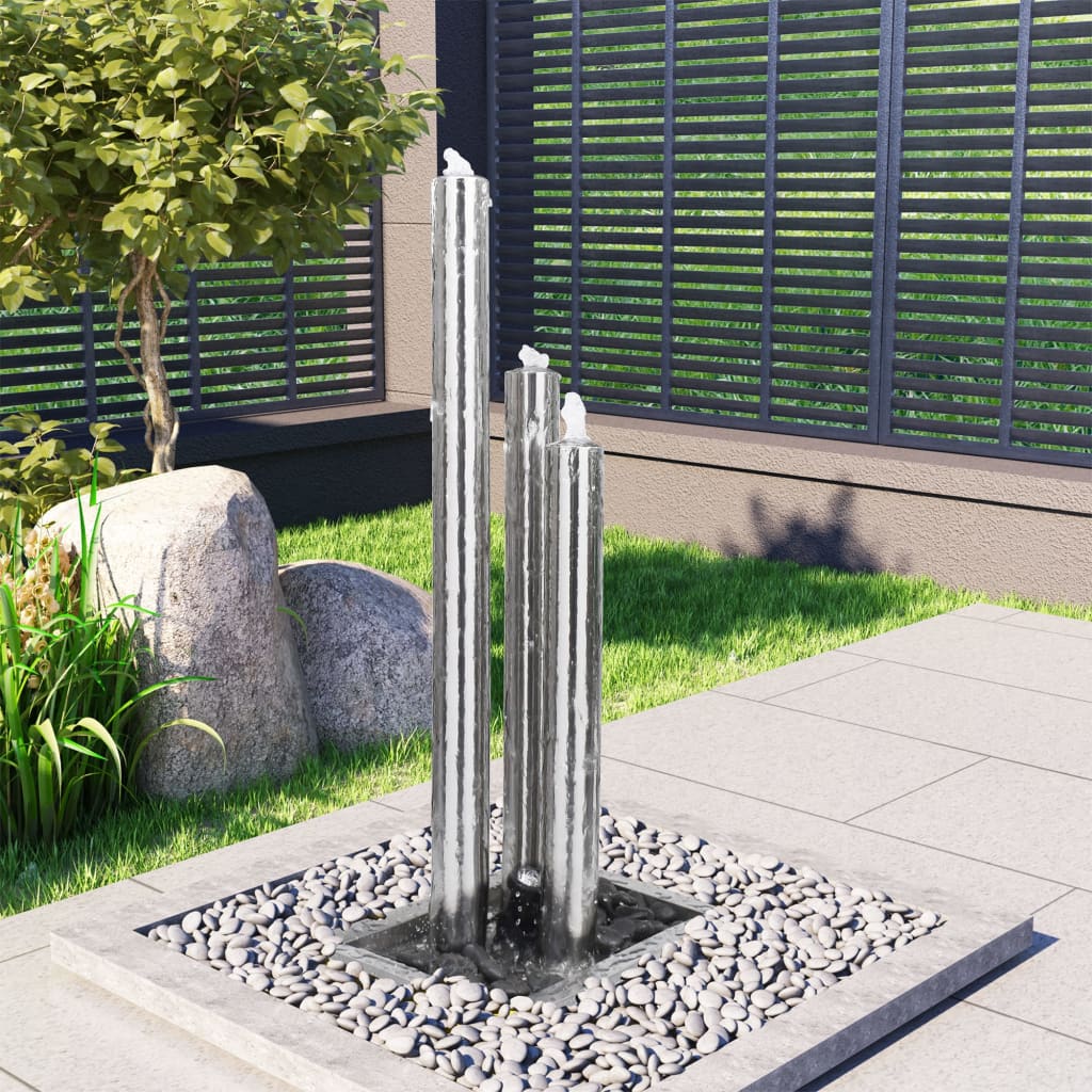 vidaXL Zahradní fontána stříbrná 48 x 34 x 123 cm nerezová ocel