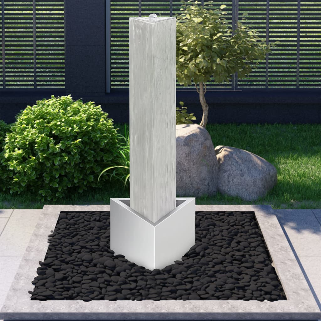 vidaXL Fântână de grădină, argintiu, 37,7×32,6×110 cm, oțel inoxidabil vidaXL