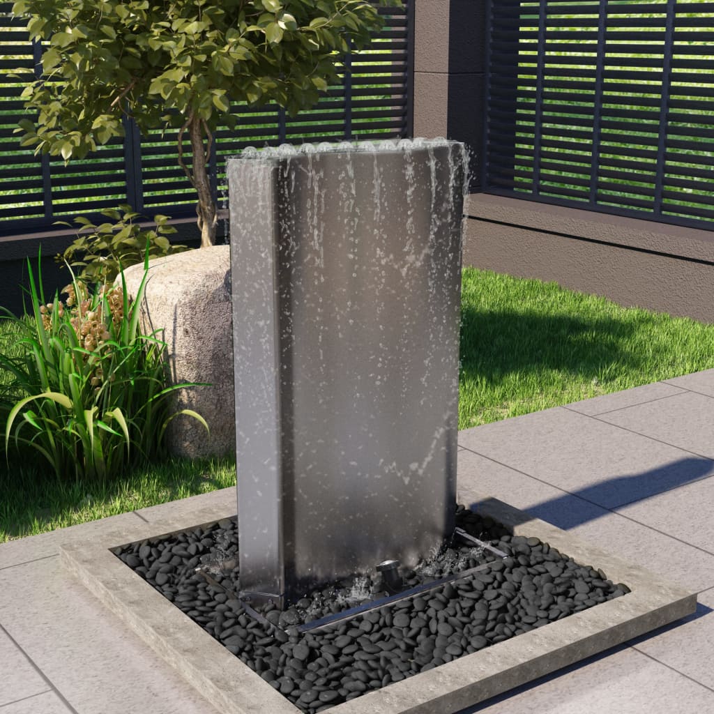 vidaXL Gartenbrunnen Silbern 60,2x37x122,1 cm Edelstahl