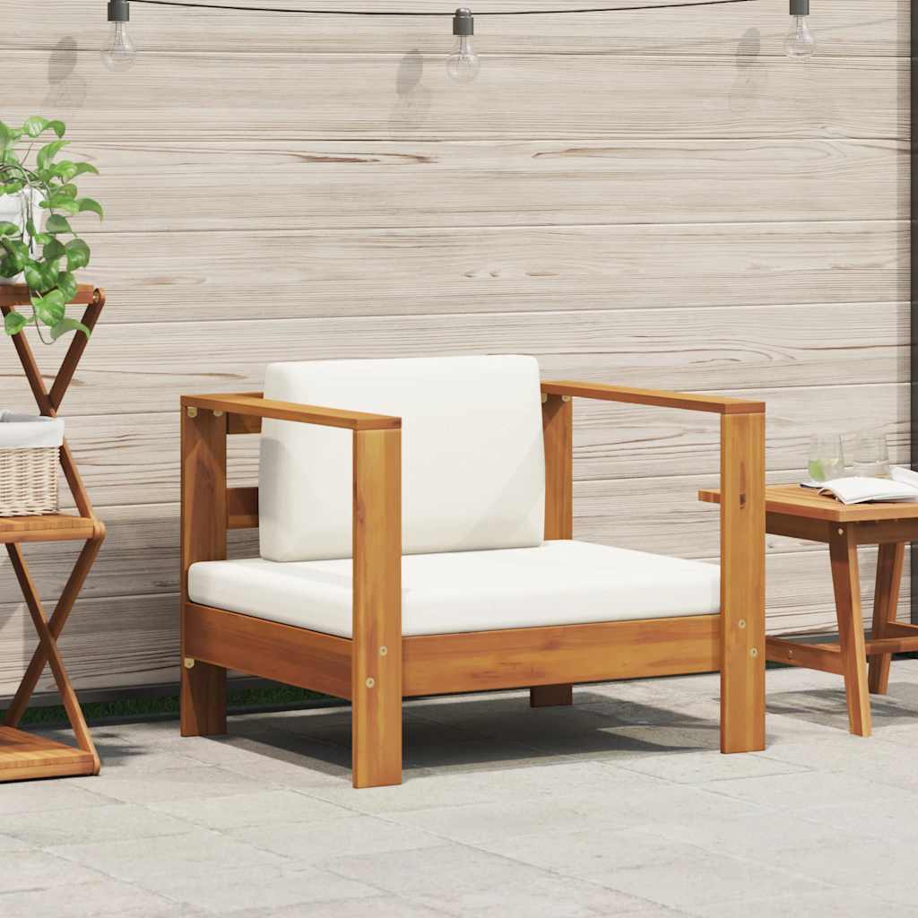 vidaXL Gartenstuhl mit Auflagen Creme Akazie Massivholz