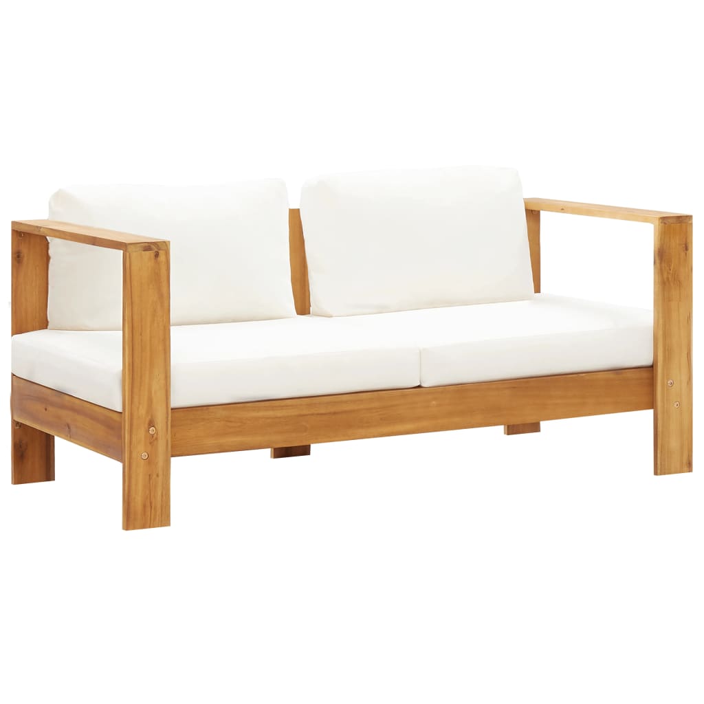 vidaXL Canapea de grădină cu pernă, alb crem, 140 cm, lemn de acacia vidaXL