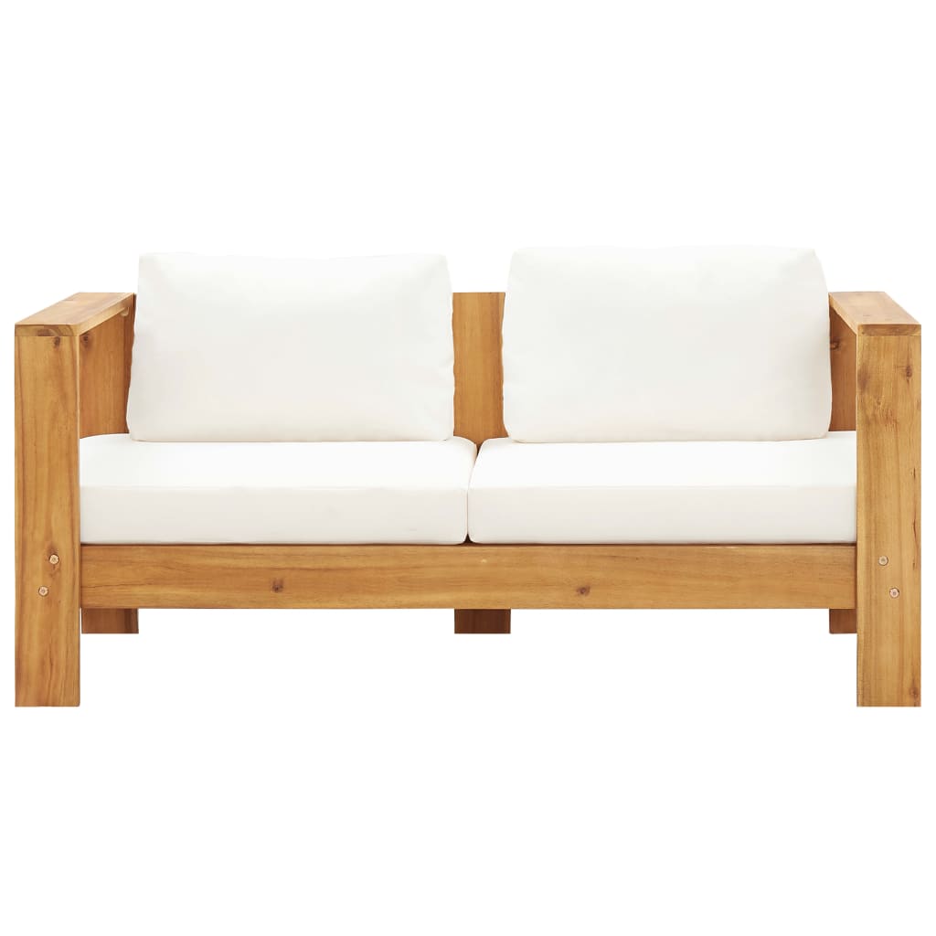vidaXL Canapea de grădină cu pernă, alb crem, 140 cm, lemn de acacia