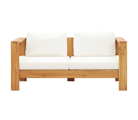 vidaXL Gartensofa mit Kissen 140 cm Akazien Massivholz Cremewei&szlig;
