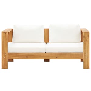 vidaXL Gartensofa mit Kissen 140 cm Akazien Massivholz Cremewei&szlig;