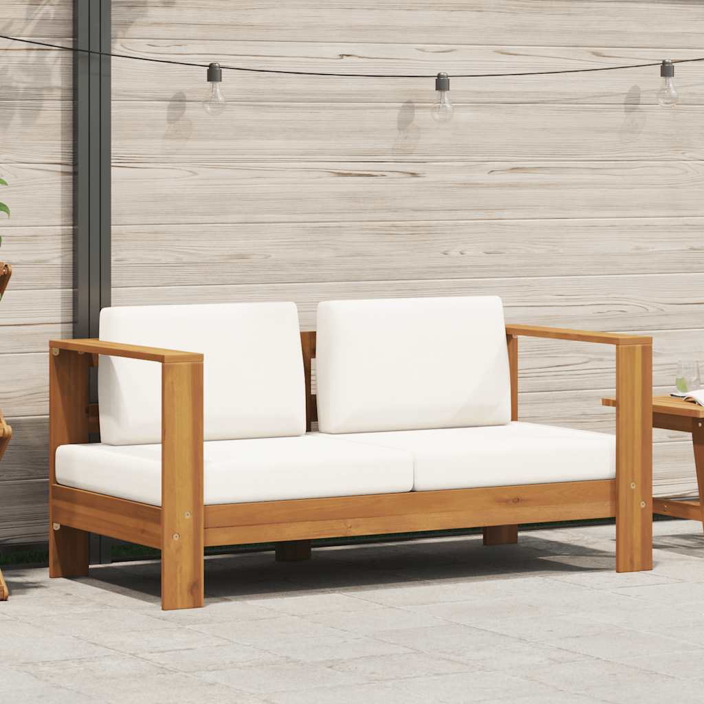 vidaXL Gartensofa mit Kissen 140 cm Akazien Massivholz Cremeweiß