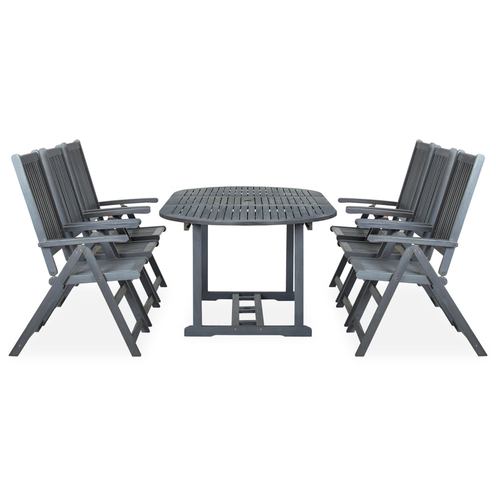 vidaXL 7-delige Tuinset massief acaciahout grijs