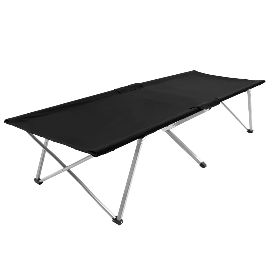 Fekete XXL kempingágy 206 x 75 x 45 cm 