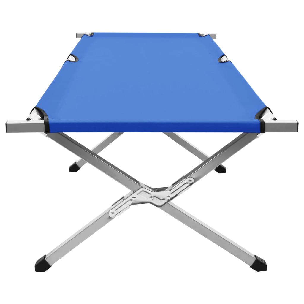 vidaXL Pat de camping, albastru, 190 x 74 x 47 cm