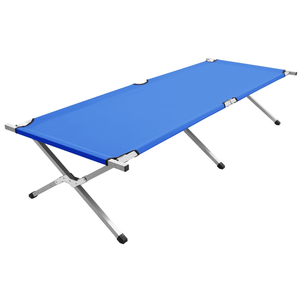 vidaXL Pat de camping, albastru, 210 x 80 x 48 cm XXL