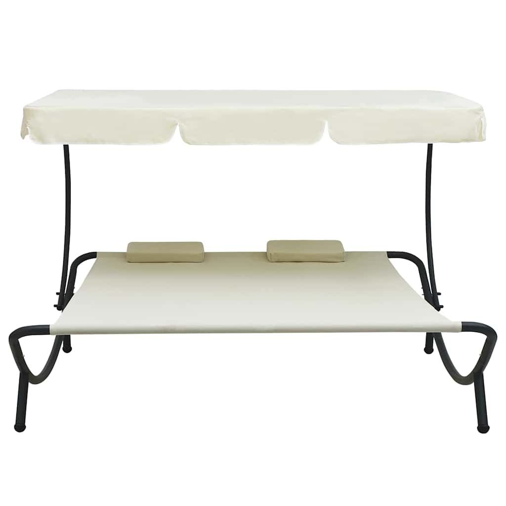 Outdoor Double Chaise Lounge Patio Lounge Bed with Canopy and Pillows vidaXL - Picture 29 of 56