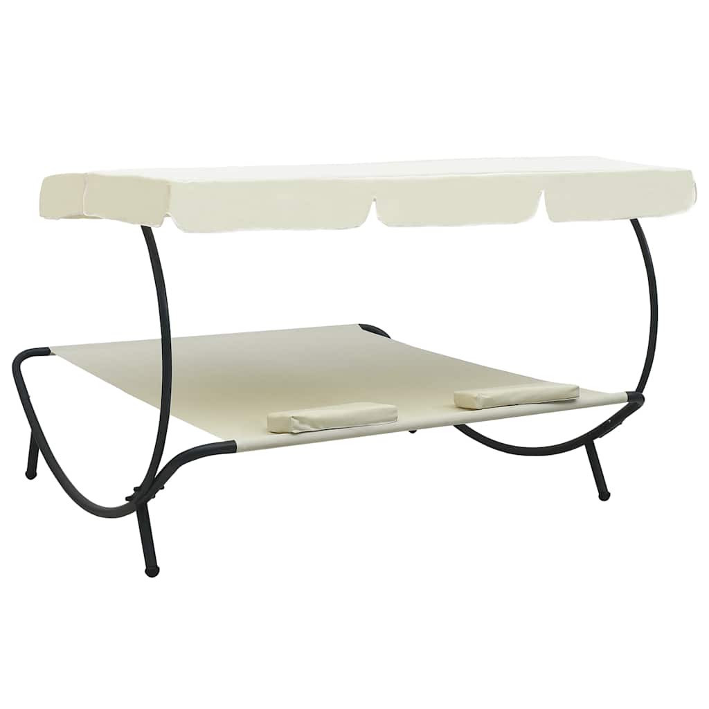 Outdoor Double Chaise Lounge Patio Lounge Bed with Canopy and Pillows vidaXL - Picture 33 of 56