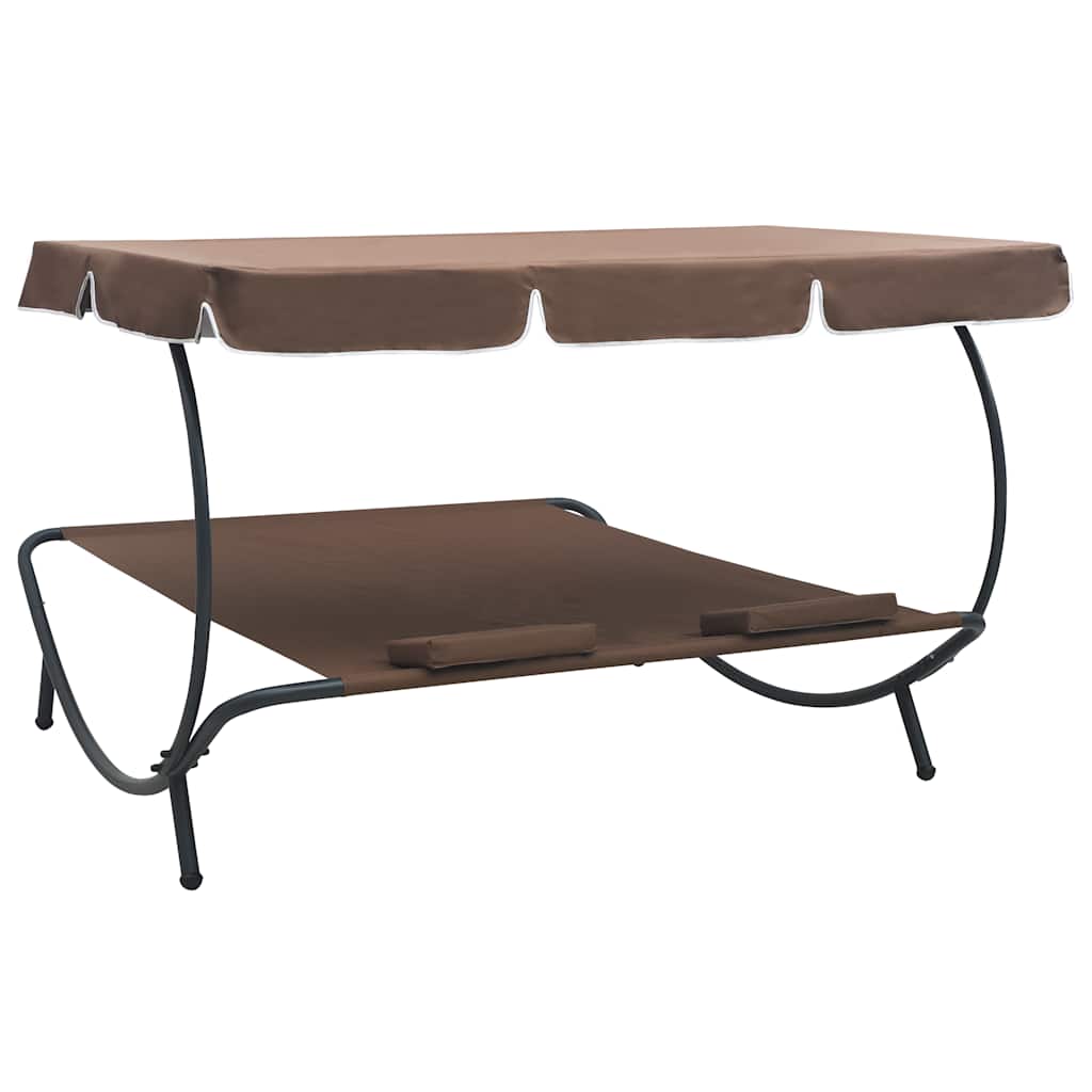 Outdoor Double Chaise Lounge Patio Lounge Bed with Canopy and Pillows vidaXL - Picture 26 of 56