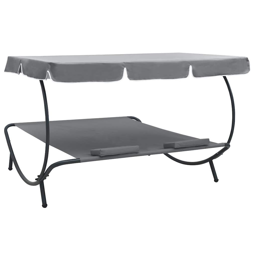 Outdoor Double Chaise Lounge Patio Lounge Bed with Canopy and Pillows vidaXL - Picture 40 of 56