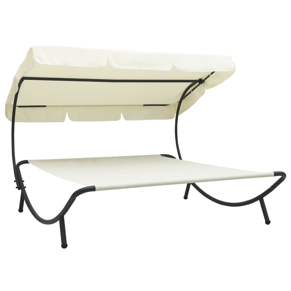  Outdoor Lounge Bed with Canopy Outdoor Seating Garden Daybed Sun Bed vidaXL