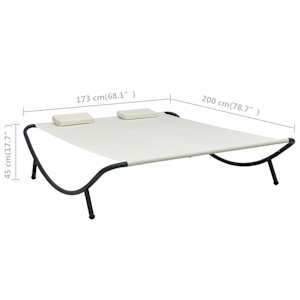 Zahradní lehátko textil krémové - obrázek 7