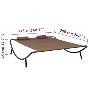Zahradní lehátko textil hnědé - obrázek 7