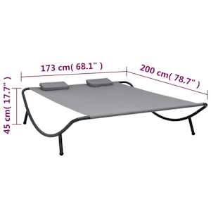 Zahradní lehátko textil antracitové - obrázek 7
