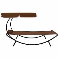 vidaXL Lettino da Esterno con Baldacchino e Cuscino Marrone