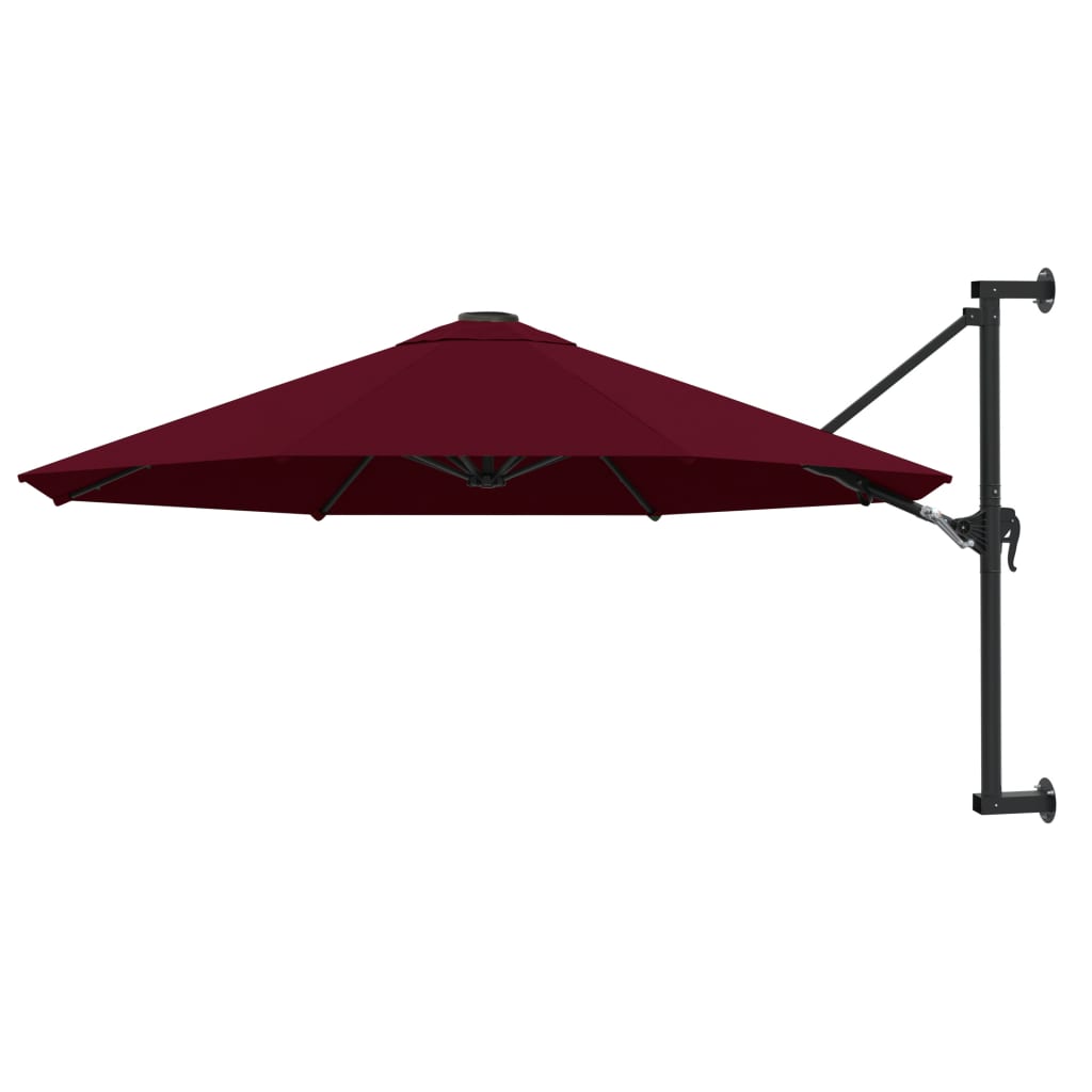 vidaXL Umbrelă de soare de perete, stâlp metalic, roșu vișiniu, 300cm