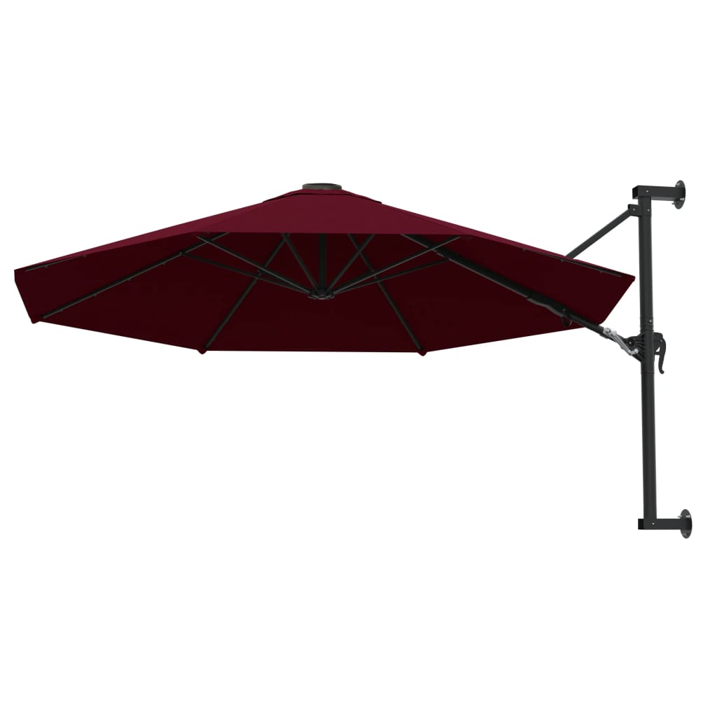 Wall-Mounted Parasol With Metal Pole 300 Cm Burgundy VidaXL 14 width=274