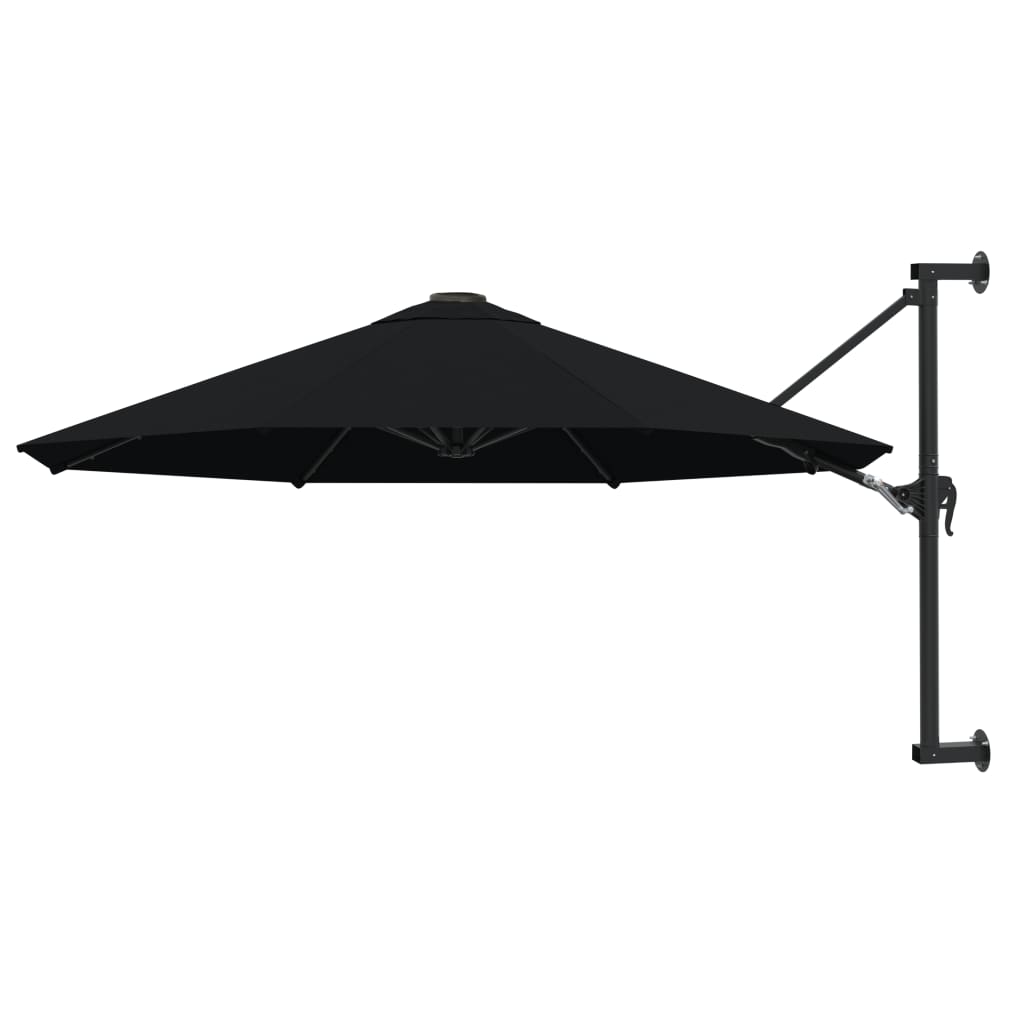 vidaXL Umbrelă de soare de perete cu stâlp metalic, negru, 300 cm