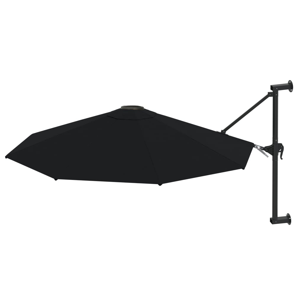 Umbrelă de soare de perete cu stâlp metalic, negru, 300 cm
