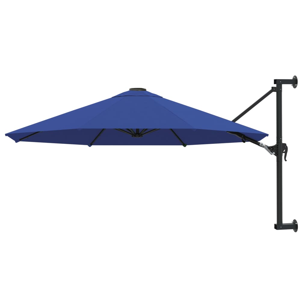 vidaXL væghængt parasol med metalstang 300 cm blå