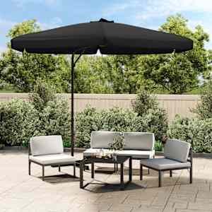 Zunanji senčnik z jeklenim drogom 300 cm črn