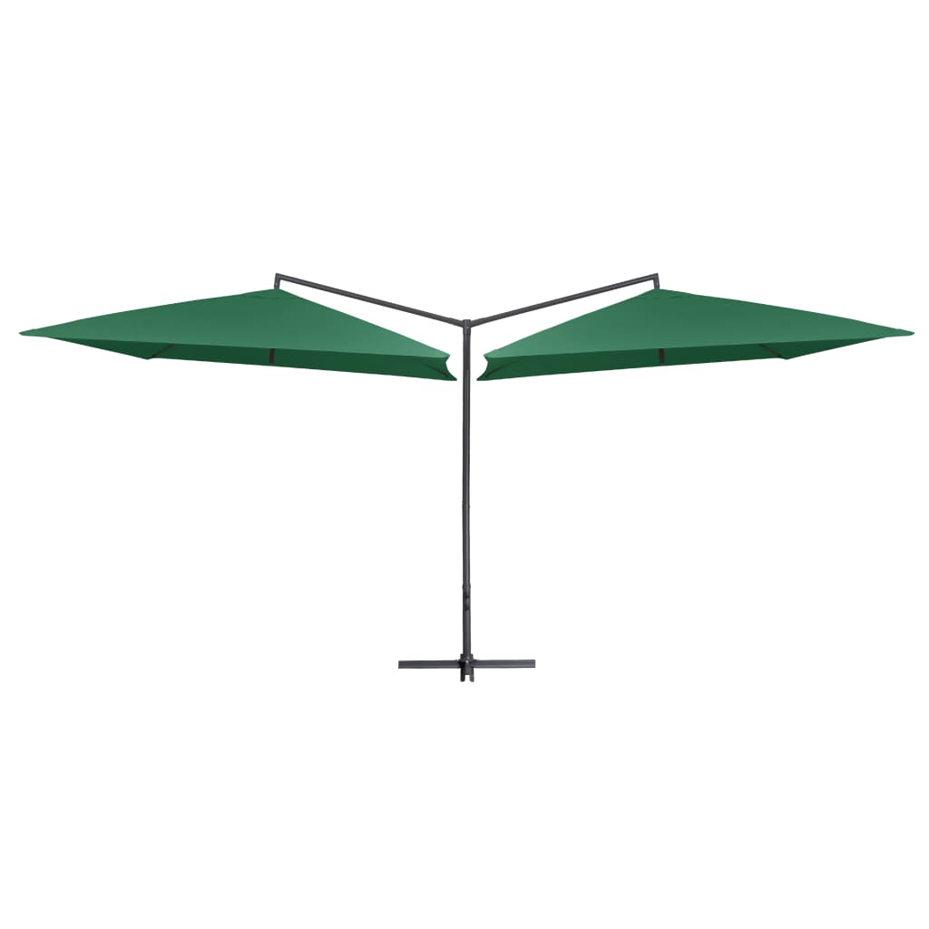 vidaXL Umbrelă de soare dublă, stâlp din oțel, verde, 250 x 250 cm