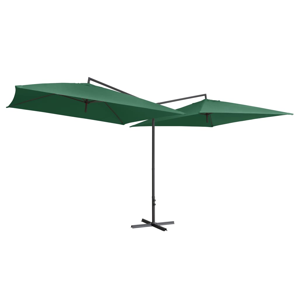vidaXL Parasol dubbel met stalen paal 250x250 cm groen afbeelding