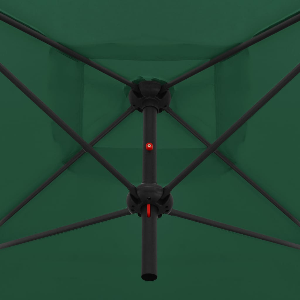 Doppelsonnenschirm mit Stahlmast 250×250 cm Grün