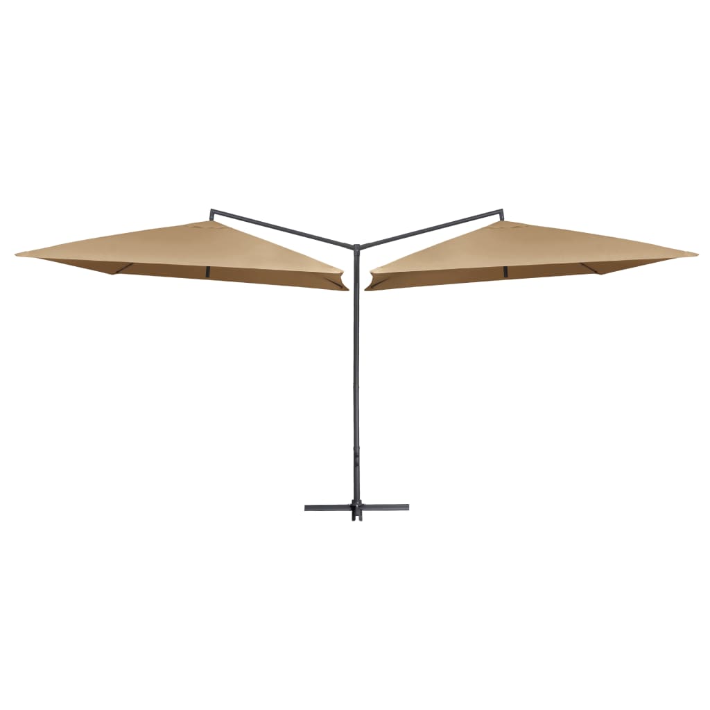 vidaXL dobbelt parasol med stålstang 250x250 cm gråbrun