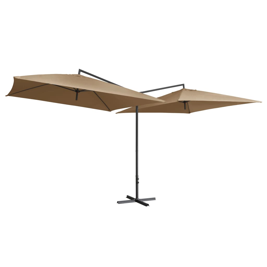 vidaXL Parasol dubbel met stalen paal 250x250 cm taupe afbeelding