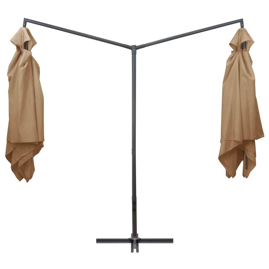 Thumbnail - vidaXL Doppel-Sonnenschirm mit Stahl-Mast 250x250 cm Taupe