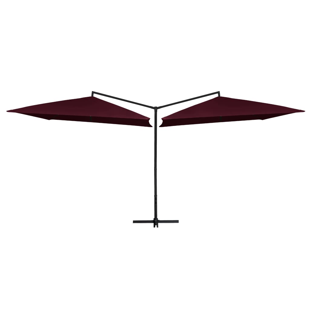 vidaXL Parasol dubbel met stalen paal 250x250 cm bordeauxrood afbeelding