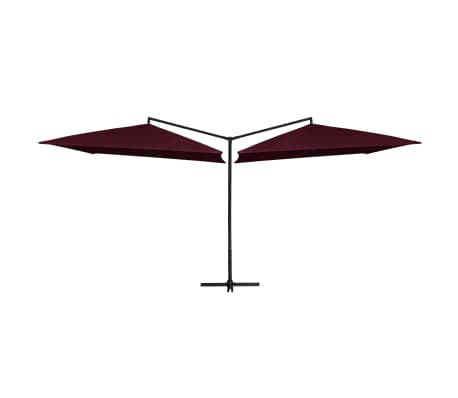 vidaXL Dvigubas skėtis su plieniniu stulpu, raudonas, 250x250cm