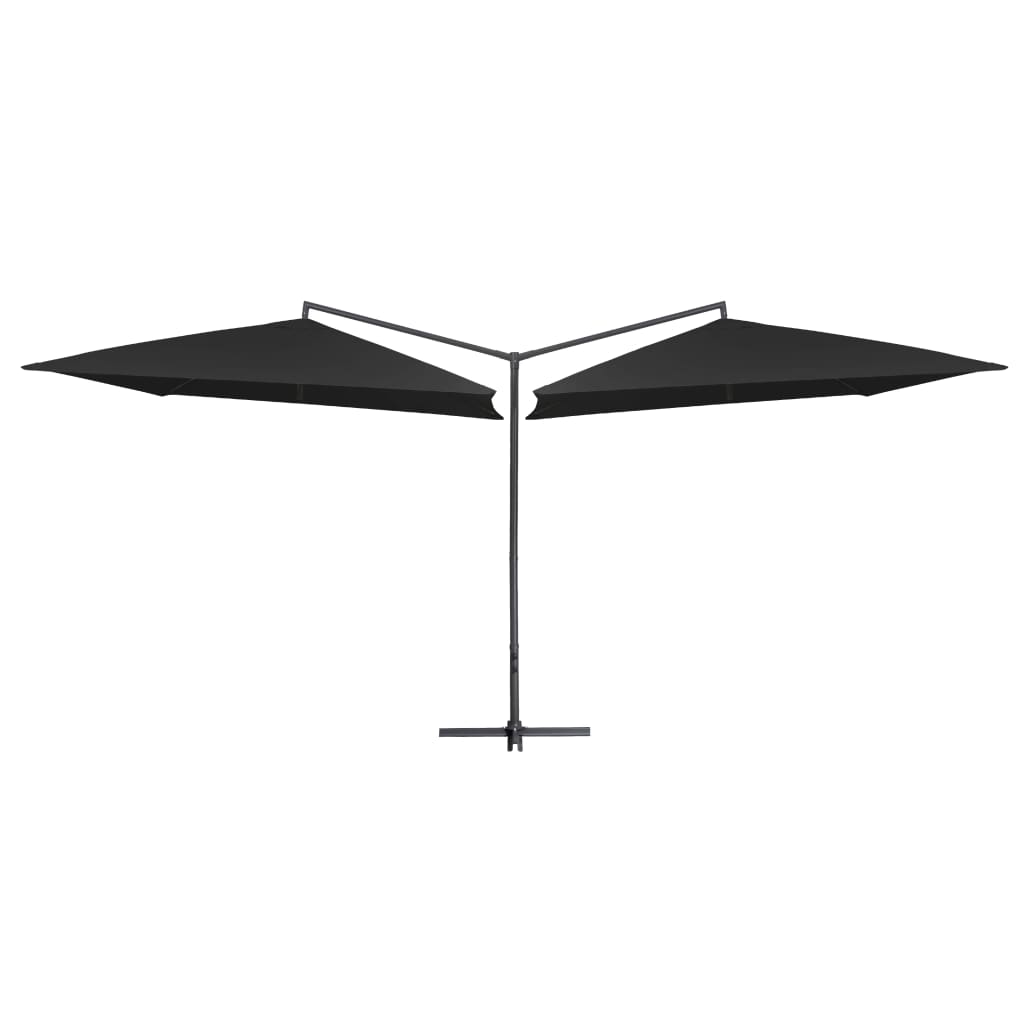 vidaXL Umbrelă de soare dublă, stâlp din oțel, negru, 250 x 250 cm vidaxl.ro