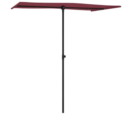 vidaXL Parasol de jardin et m&acirc;t en aluminium 180x110 cm rouge bordeaux