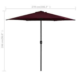 Zahradní slunečník s hliníkovou tyčí 270 x 246 cm bordó - obrázek 6