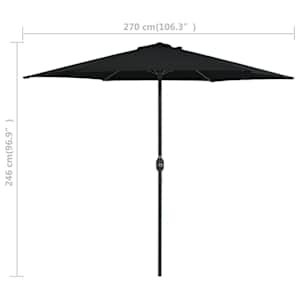 Zahradní slunečník s hliníkovou tyčí 270 x 246 cm černý - obrázek 7