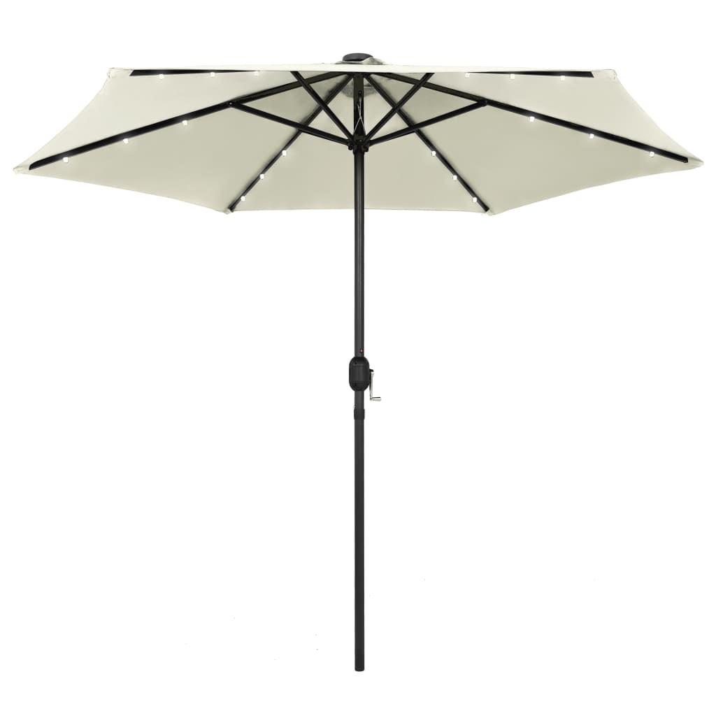 vidaXL Umbrelă de soare cu LED și stâlp aluminiu, alb nisipiu, 270 cm vidaXL imagine model 2022